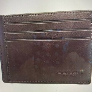 Men’s COACH #F75022 Sport Leather ID Card Case Wallet Mahogany color